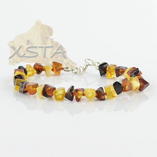Mix Amber bracelet with silver clasp